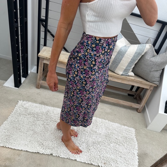 SHEIN purple floral midi high waist skirt summer beach casual event party XS - Picture 5 of 11